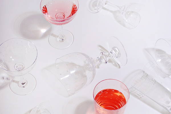 A Set Of Four Rose Crystal Cocktail Glasses With Lens Design, The Vintage  List