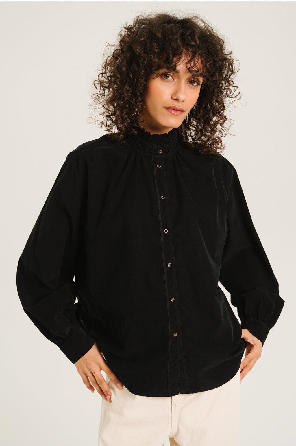 Soline Velvet Blouse Noir