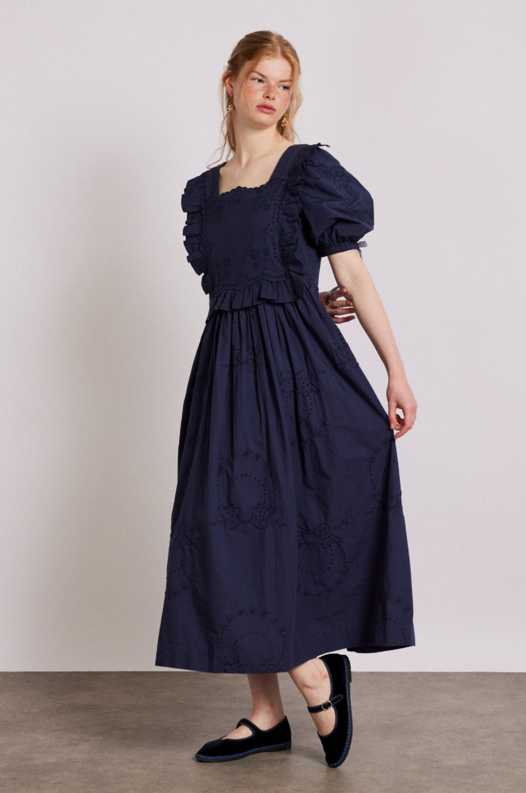 Damson Madder Rhea Dress Navy Broderie.