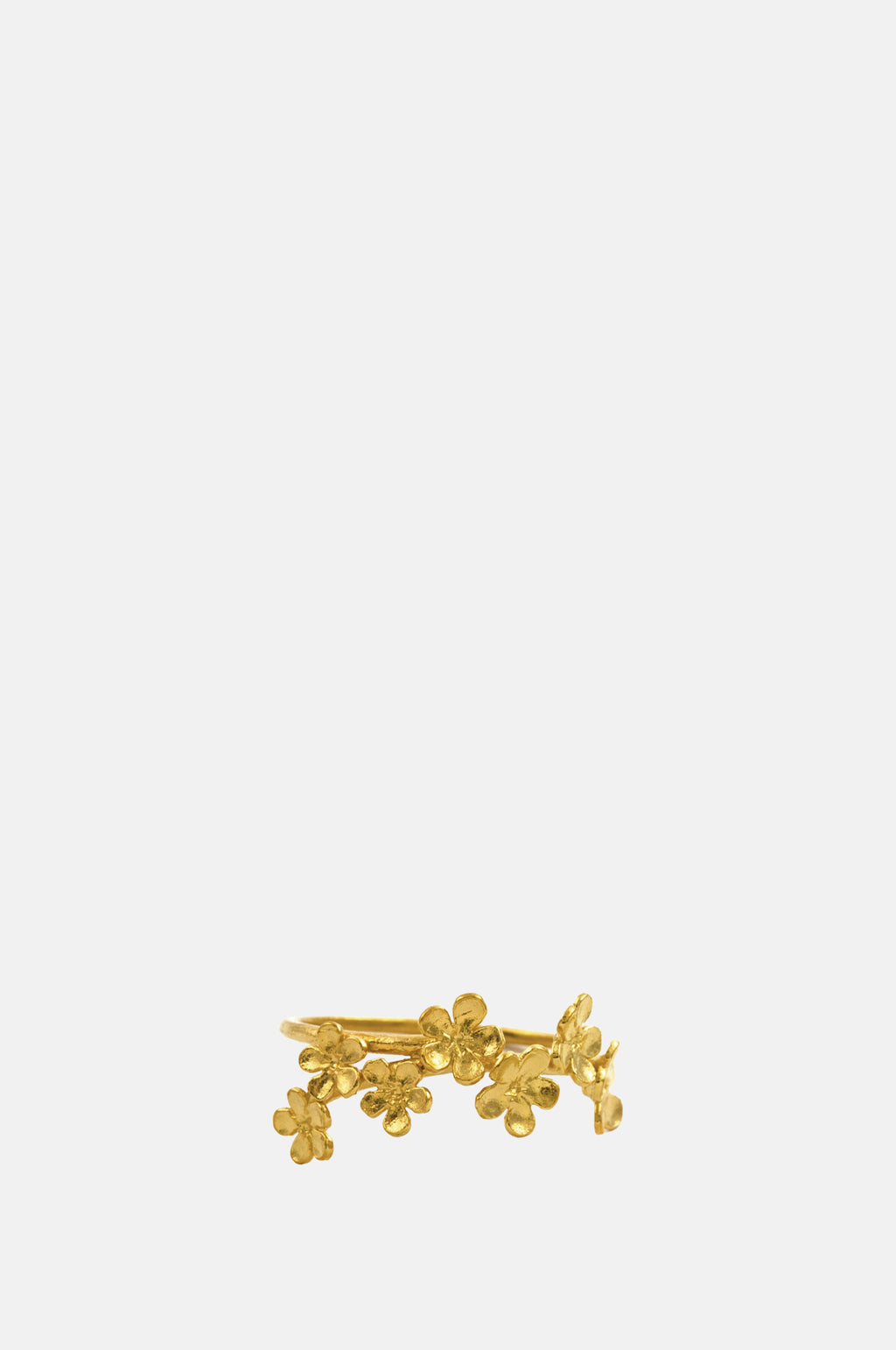 Alex Monroe Forget Me Not Flower Trail Stacking Ring Gold.