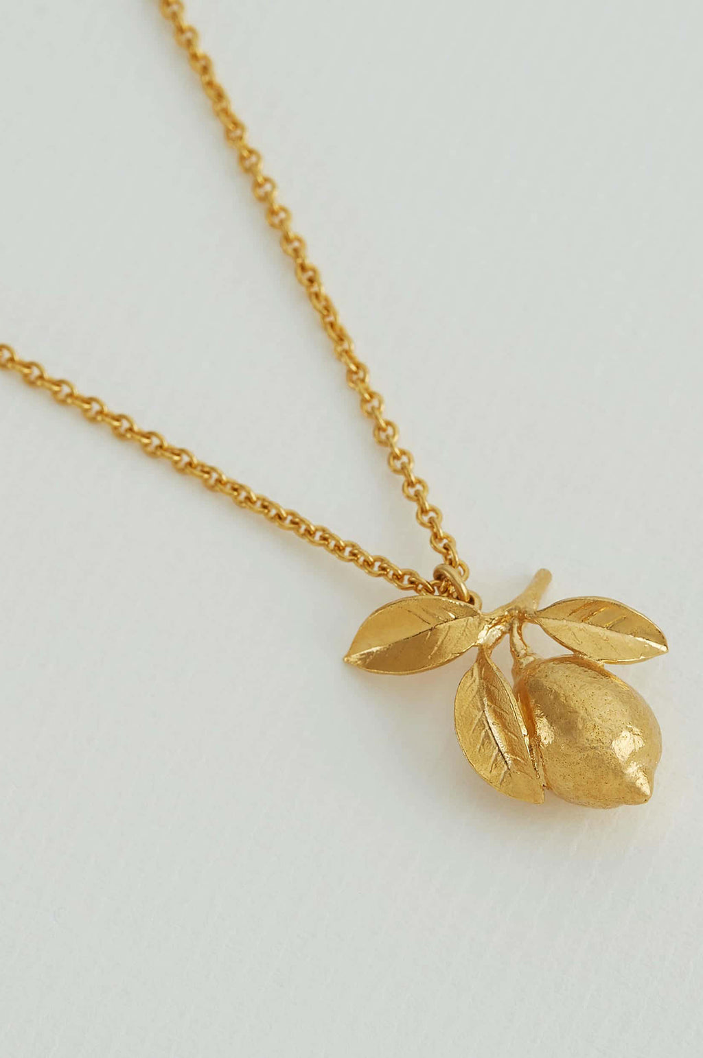 Large Lemon & Leaf Necklace Gold