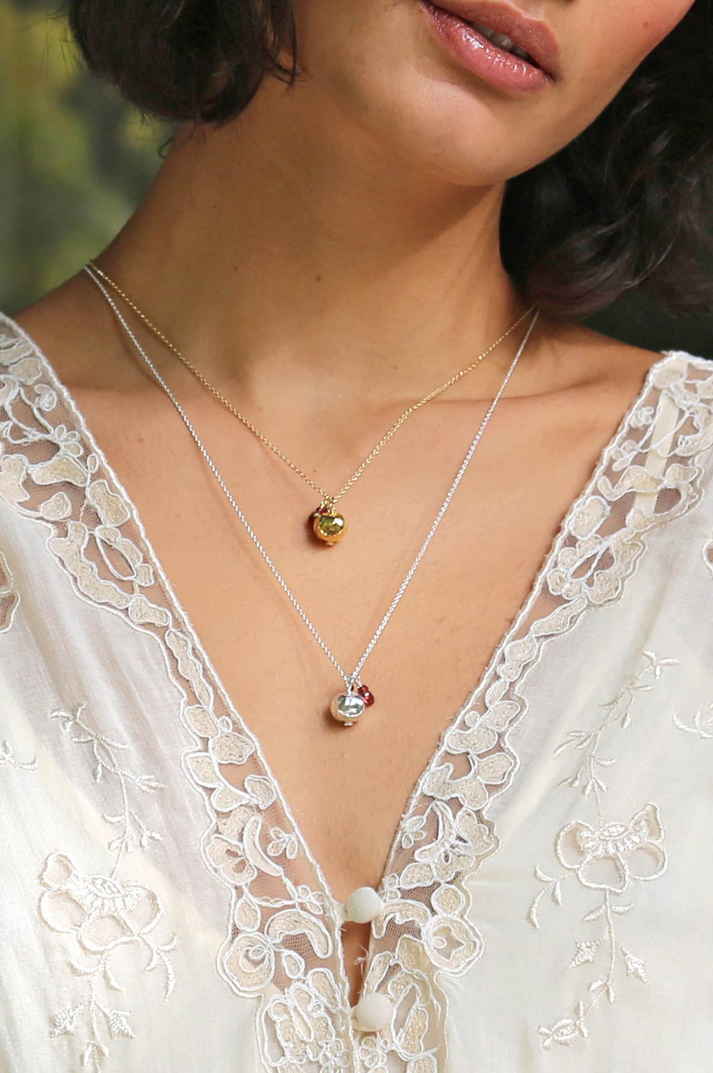 Pomegranate & Garnet Cluster Necklace Gold