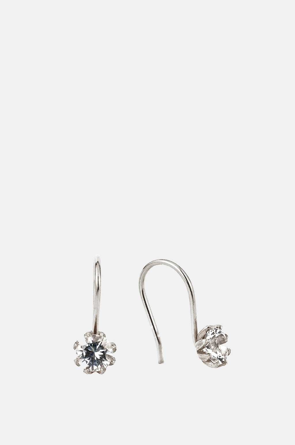 Alex Monroe White Topaz Bud Hook Earrings Silver.
