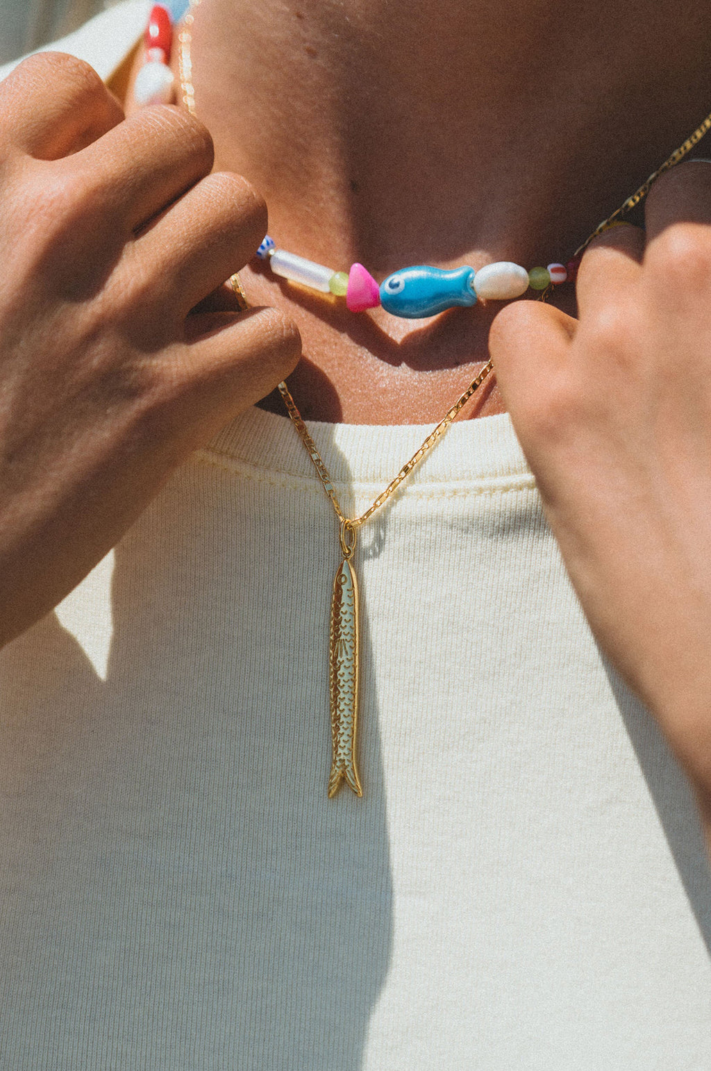 Hippie Fish Gold Necklace