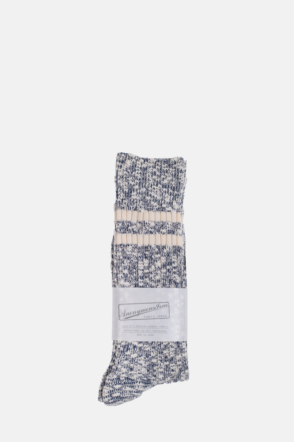 Light Slub Stripe Crew Navy