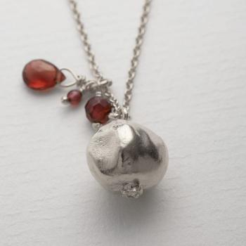 A.M. Pomegranate & Garnet Cluster Necklace Silver