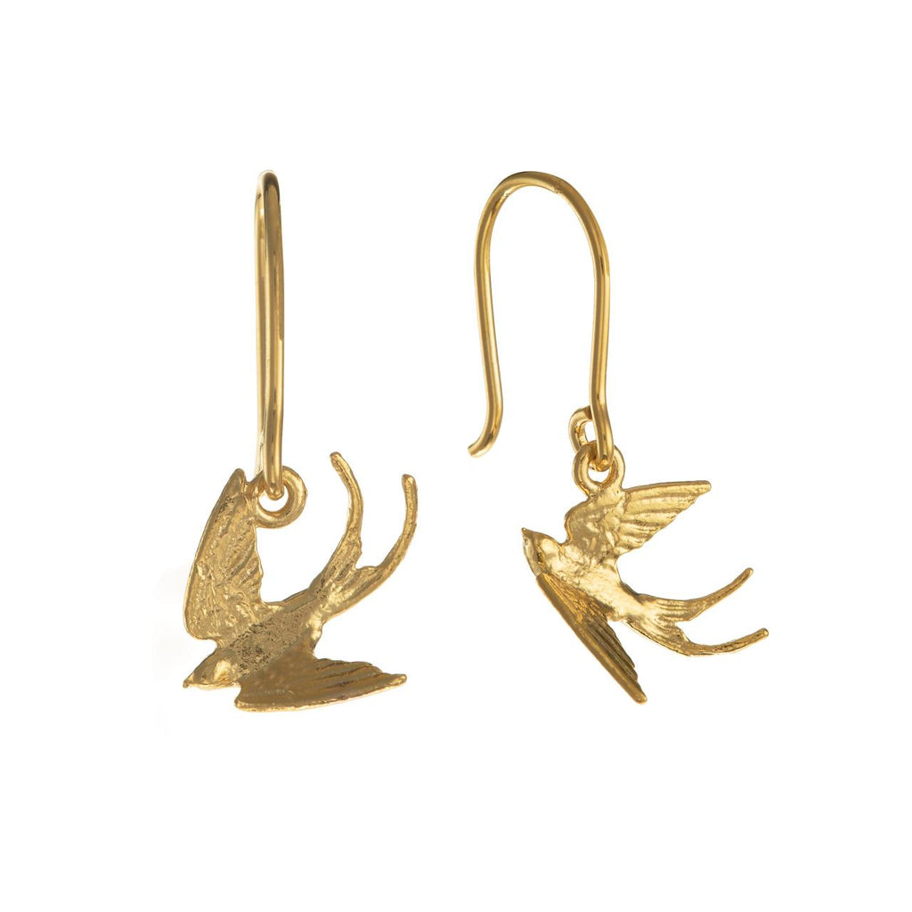 A.M. Small Swooping Swallow Hook Earrings Gold
