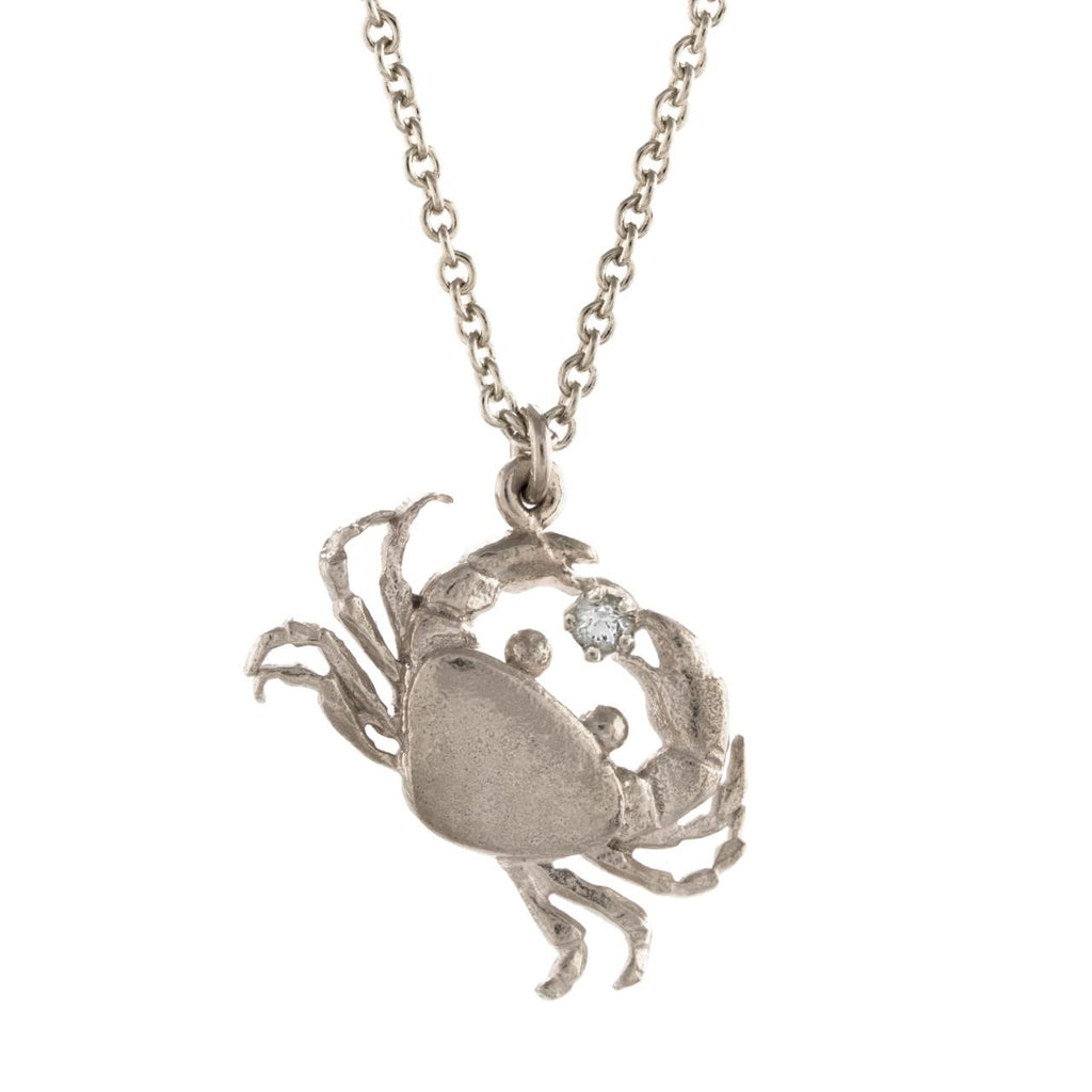 A.M. Cheeky Crab Necklace with Diamond Silver