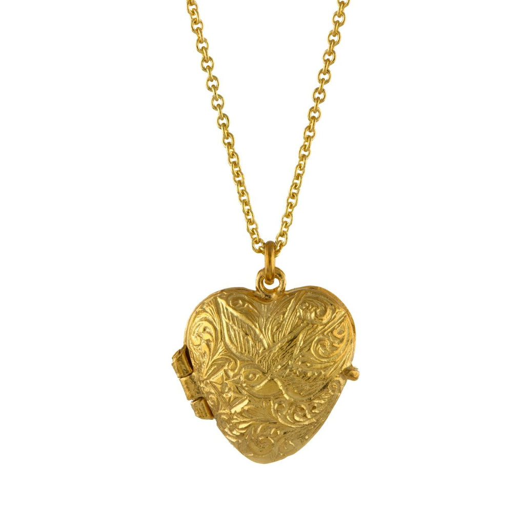A.M. Victoriana Keepsake Heart Locket Necklace Gold