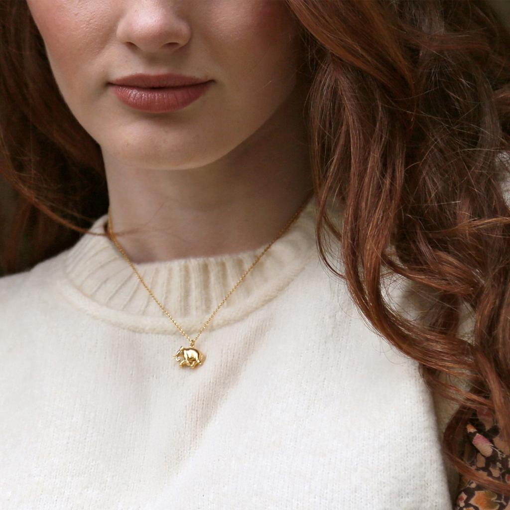A.M. Indian Elephant Necklace Gold