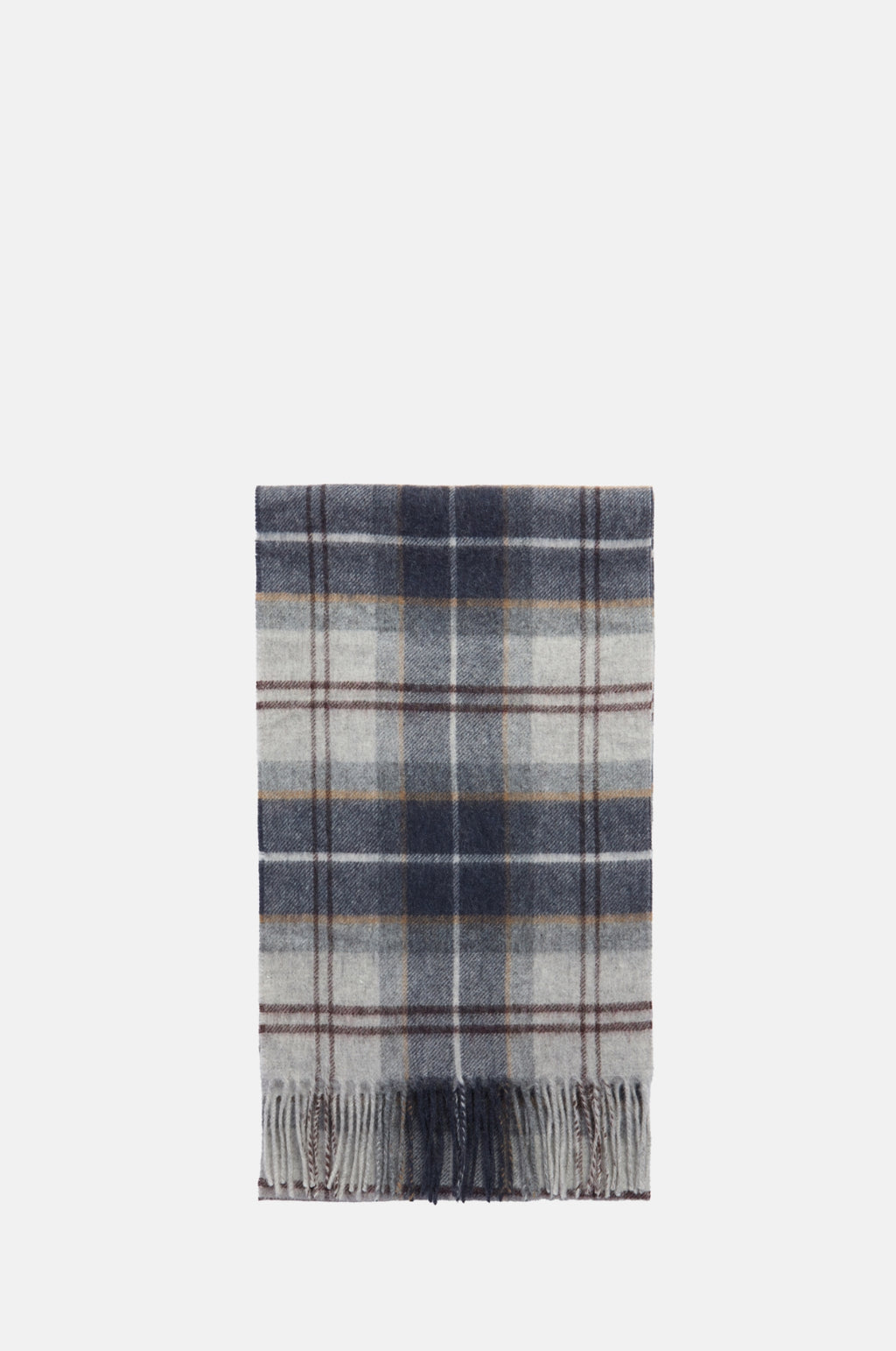 Barbour Wool Cashmere Tartan Scarf Grey Midnight Tartan.