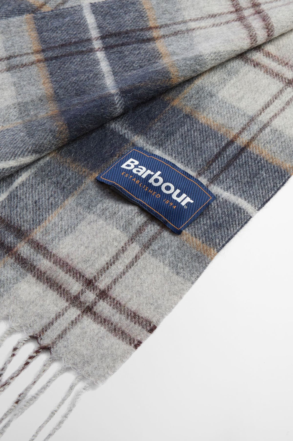 Wool Cashmere Tartan Scarf Grey Midnight Tartan