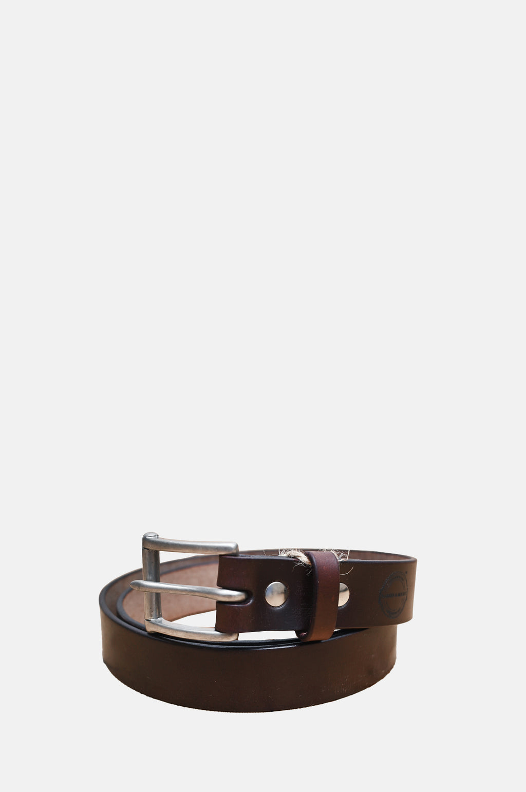 Barnes and Moore Garrison Slim Belt Oak Bark Leather Oxblood Nickel.