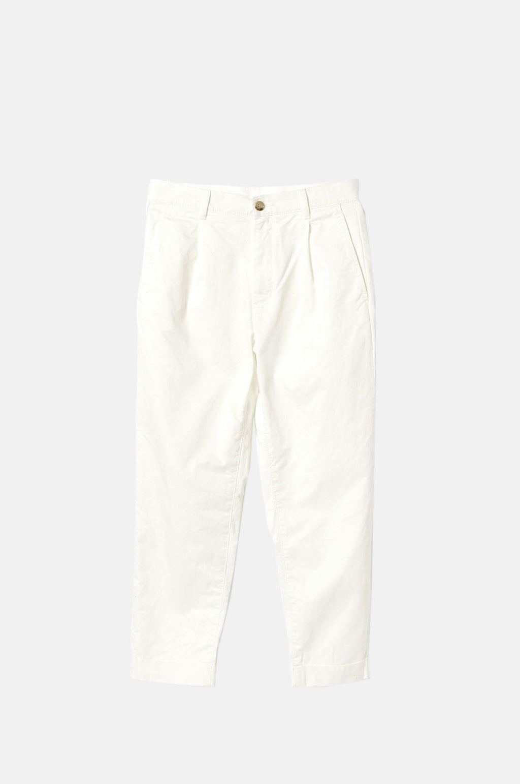 Beams Plus 1 Pleat 80/3 Twill Pant White.