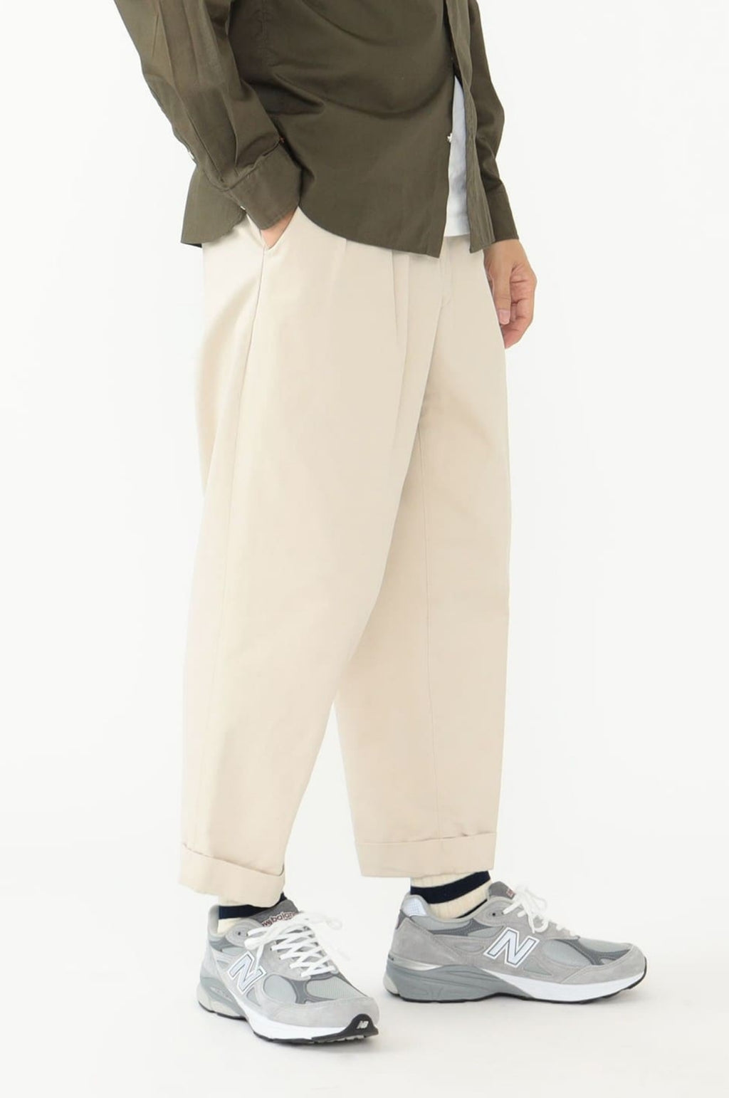 2 Pleats Twill Pant Cement