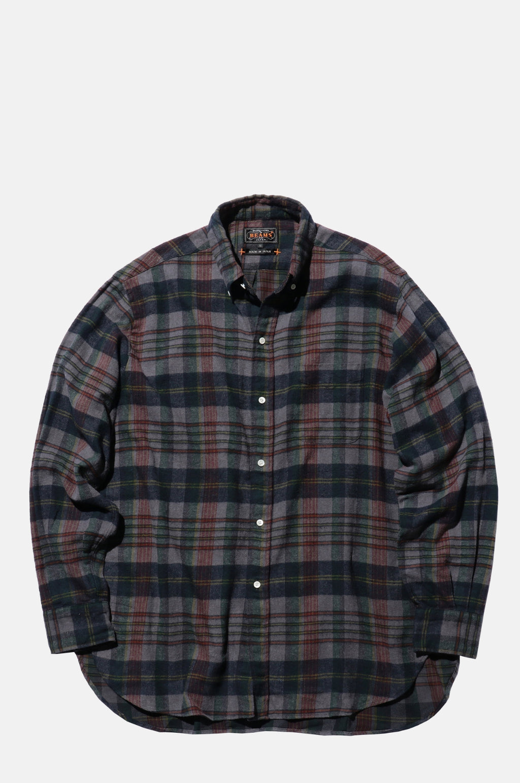 Beams Plus B.D. Indian Flannel Plaid Over Dye Green.