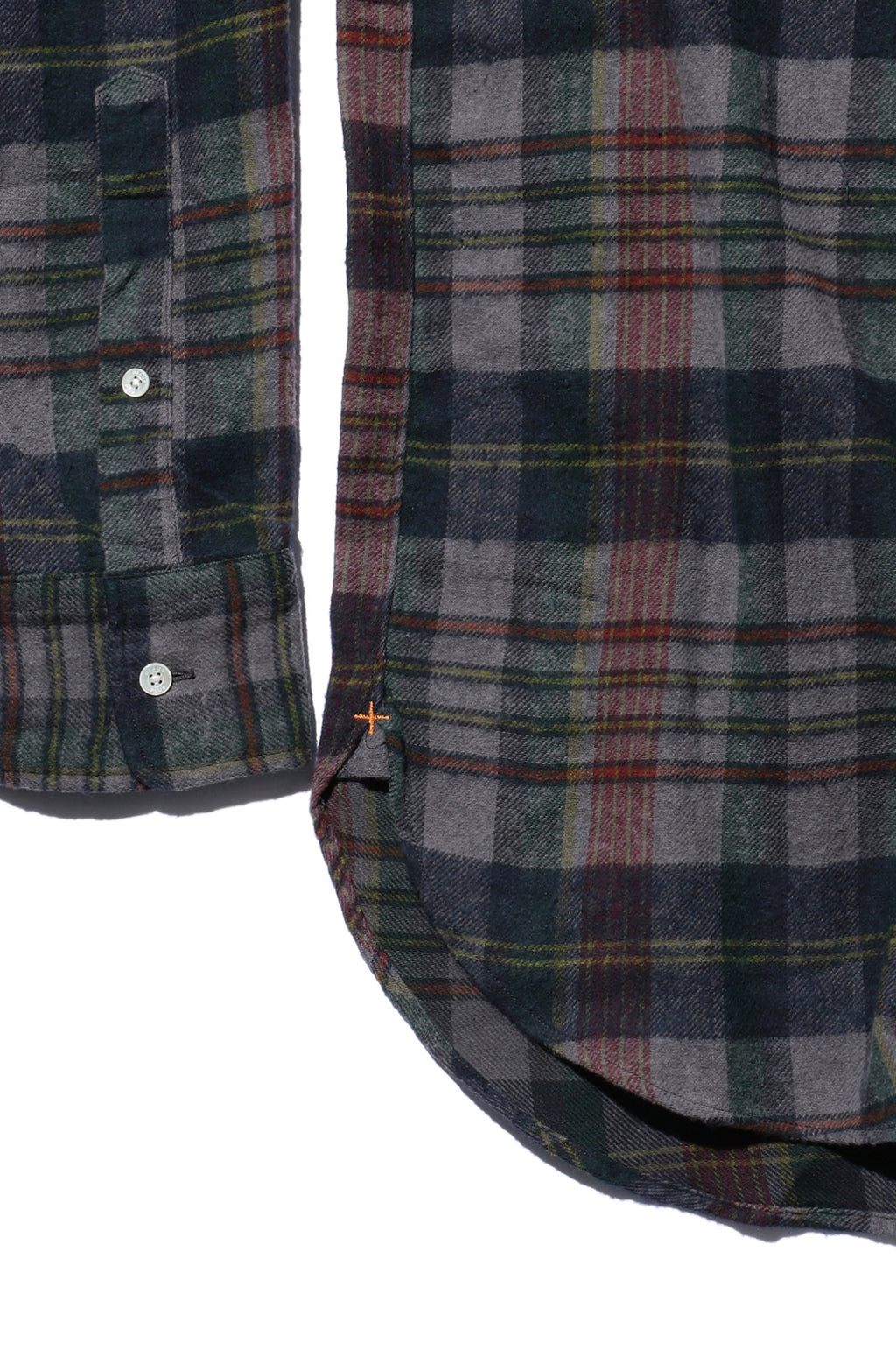 B.D. Classic Fit Indian Flannel Plaid Shirt Over Dye Green