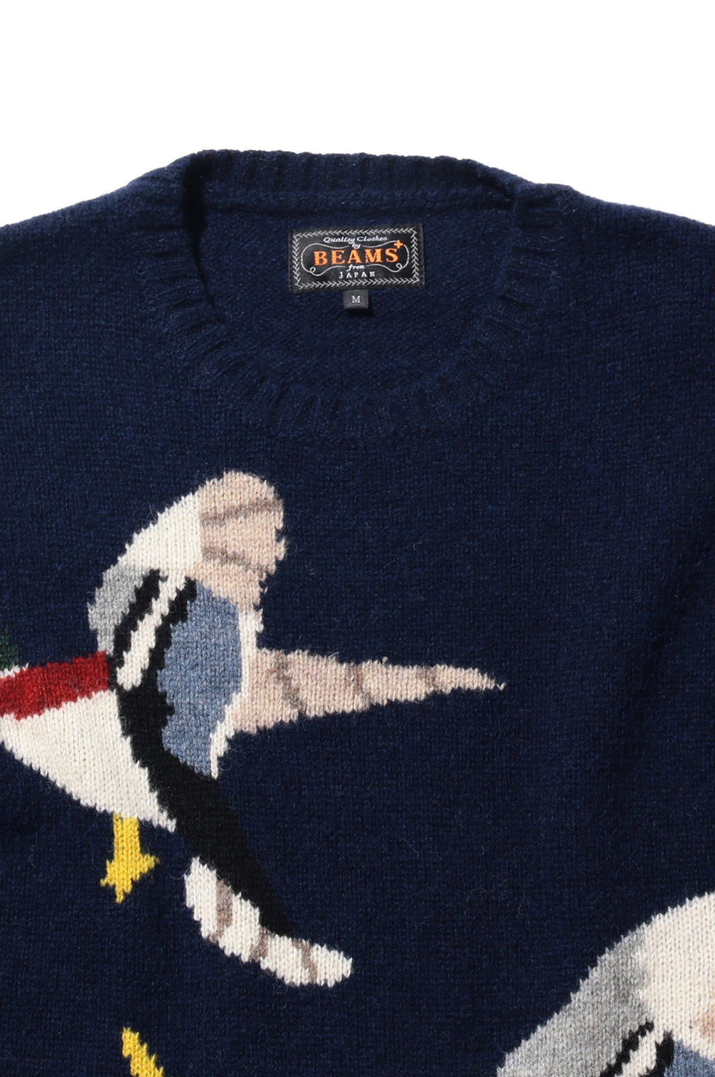 Crew Intarsia Duck Pattern Navy