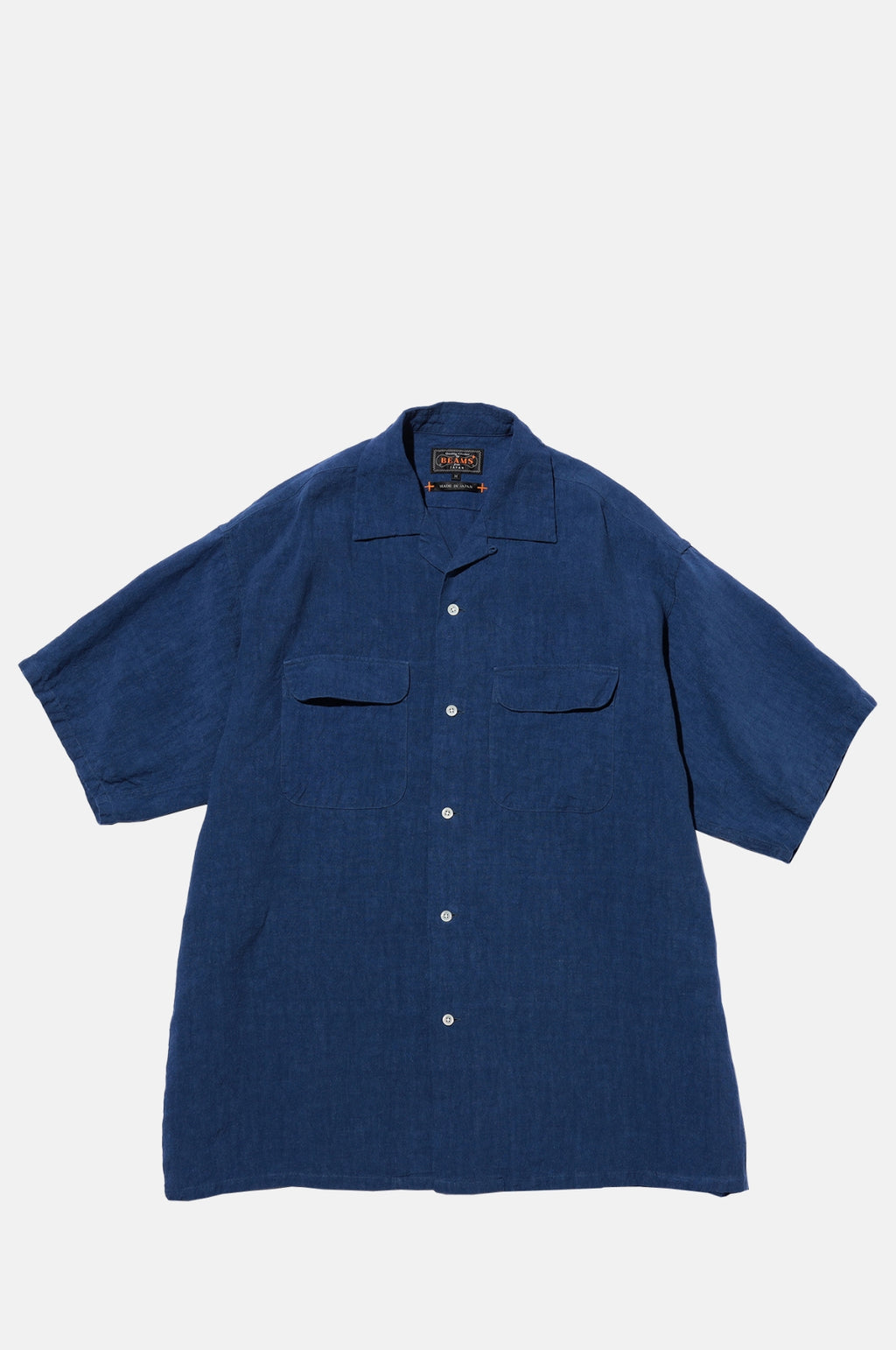 Beams Plus Open Collar 1/40 Linen Blue.