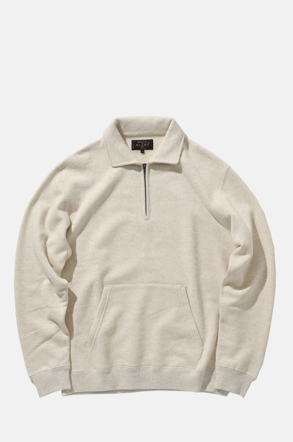 Beams Plus Sweat Half Zip Oatmeal.