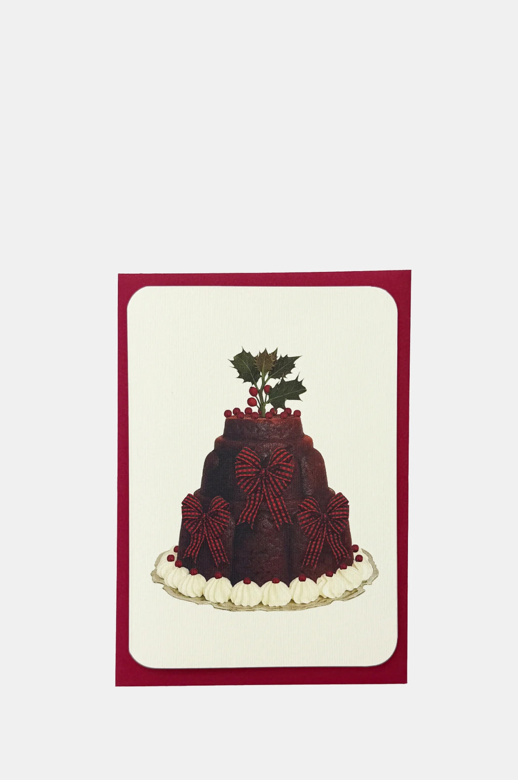 Christmas Plum Pudding Three Bows Greeting Card