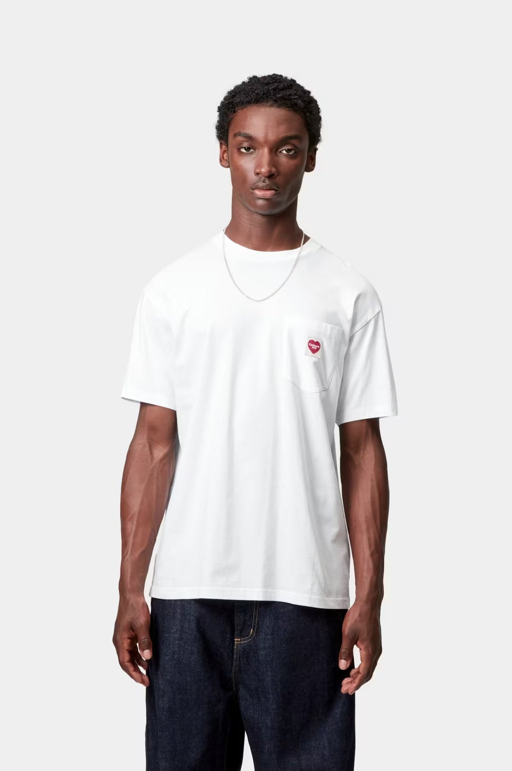 S/S Pocket Heart T-Shirt White/Red