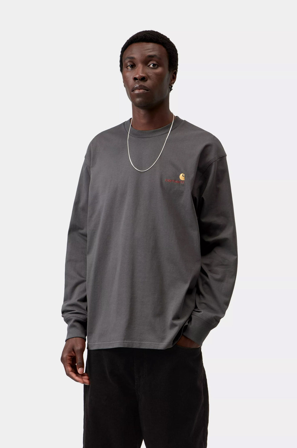 L/S American Script T-Shirt Graphite