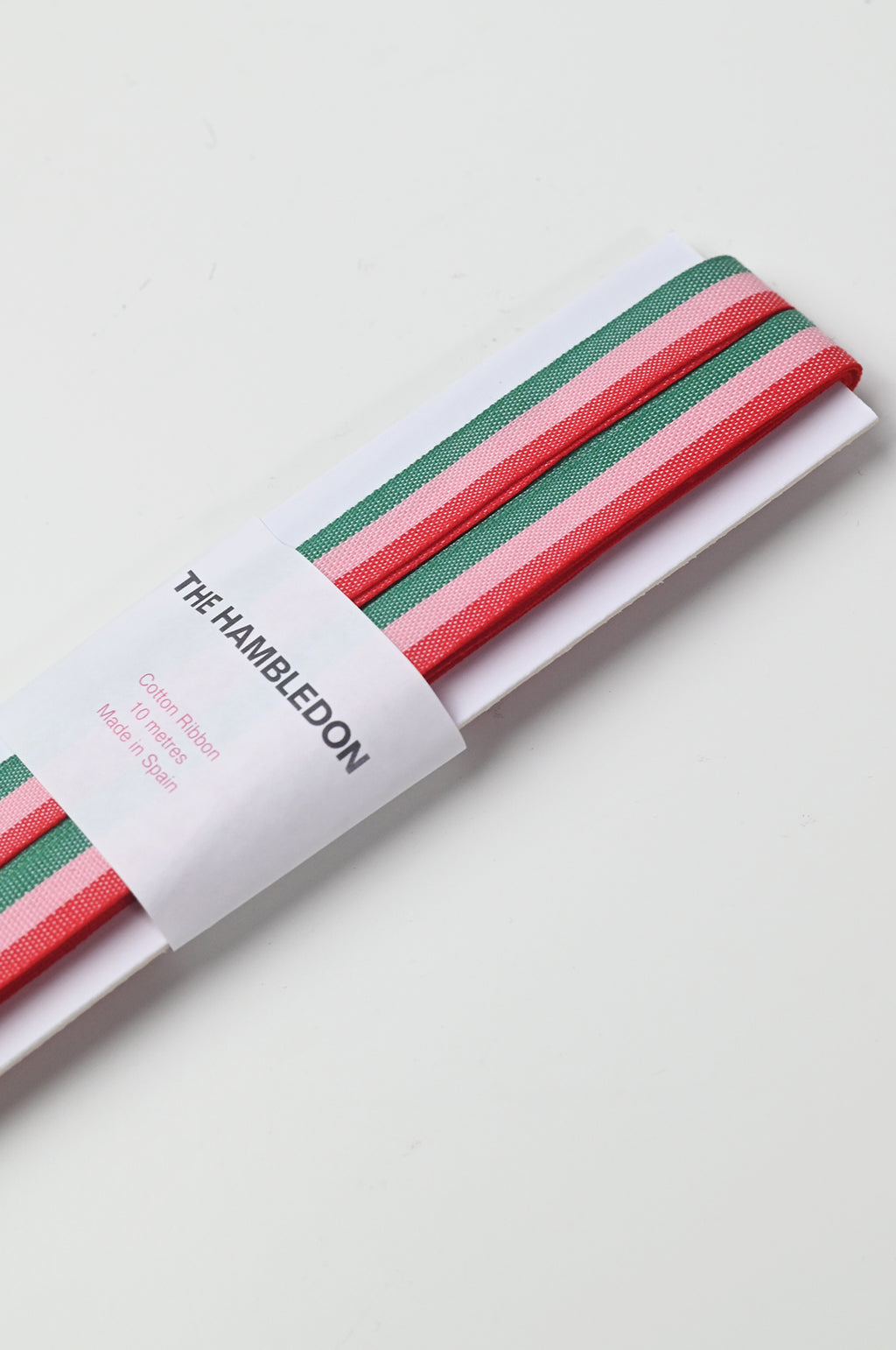 Christmas Green Tricolor Cotton Ribbon 15mm x 10m