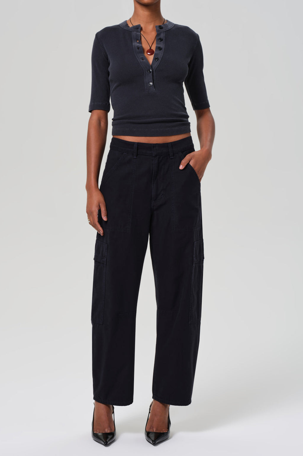 Marcelle Low Slung Cargo Sateen True Navy