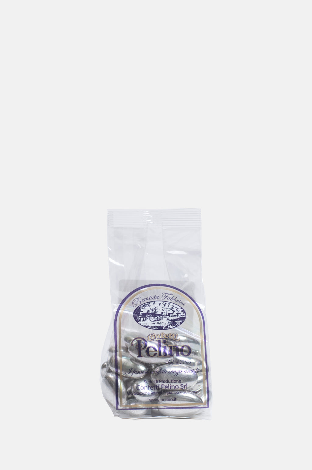 Confetti Pelino Sicilia Silver Sugared Almonds 100g.