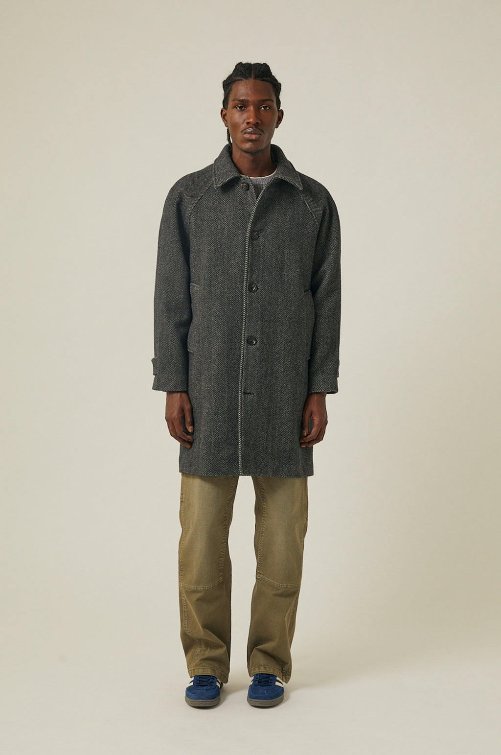 Herringbone Raglan Overcoat Charcoal