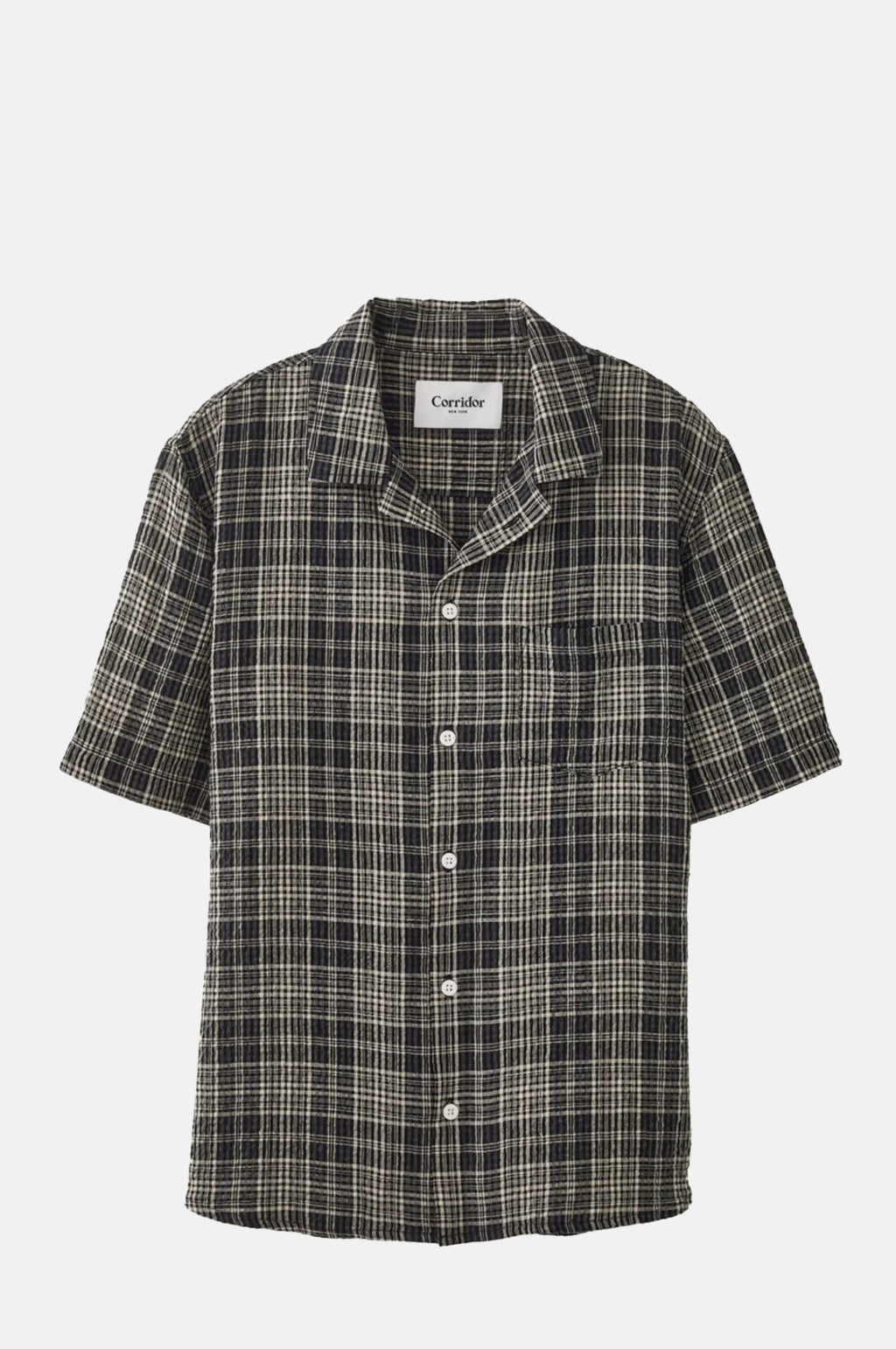 Corridor Plaid Seersucker SS Shirt Black.
