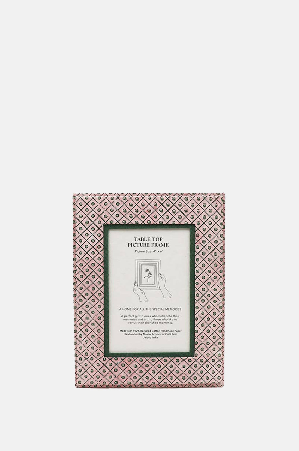 Craft Boat Table Top Picture Frame Dot and Grid Pink.