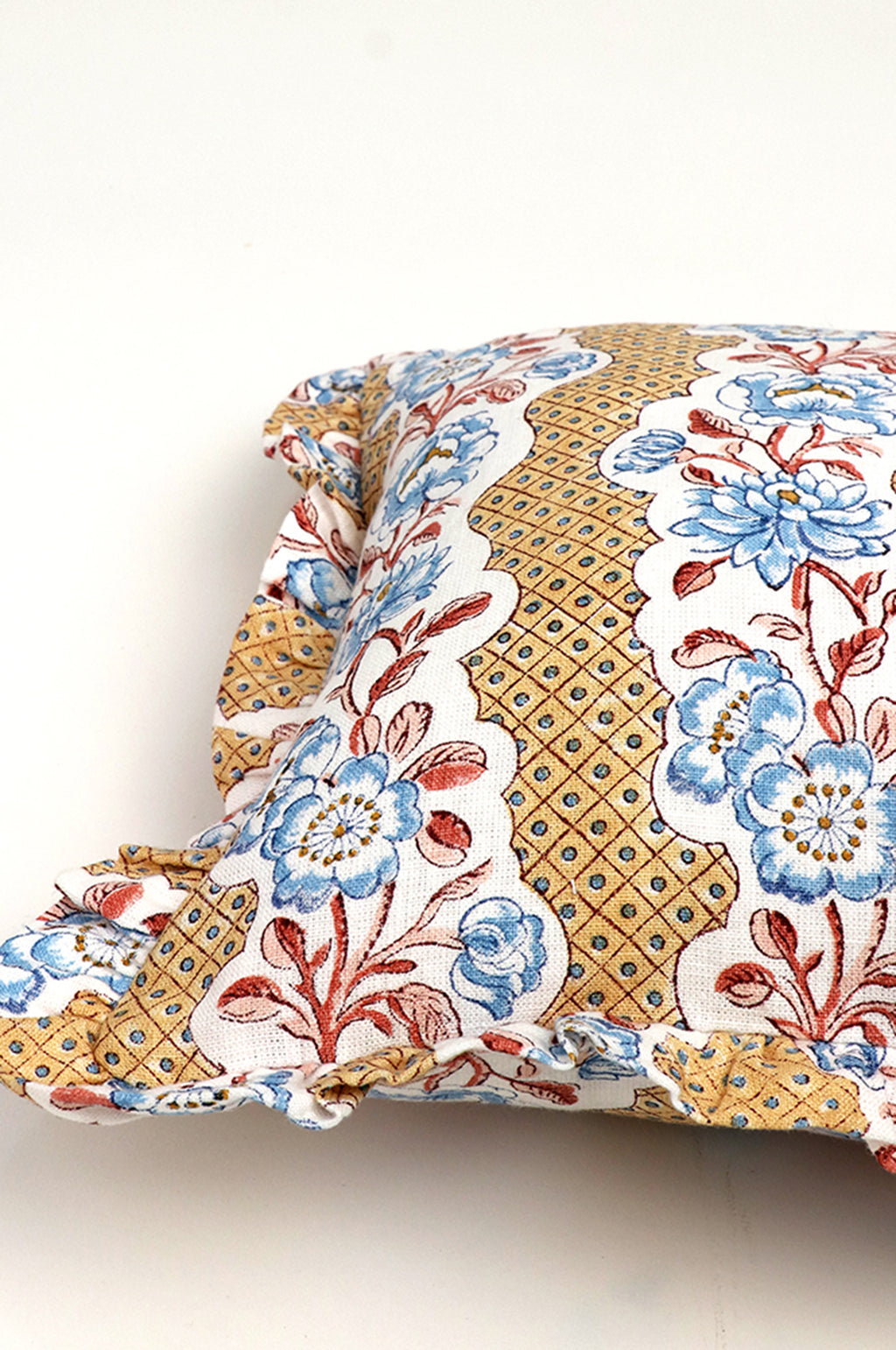 Yellow Blooming Trellis Ruffle Cushion