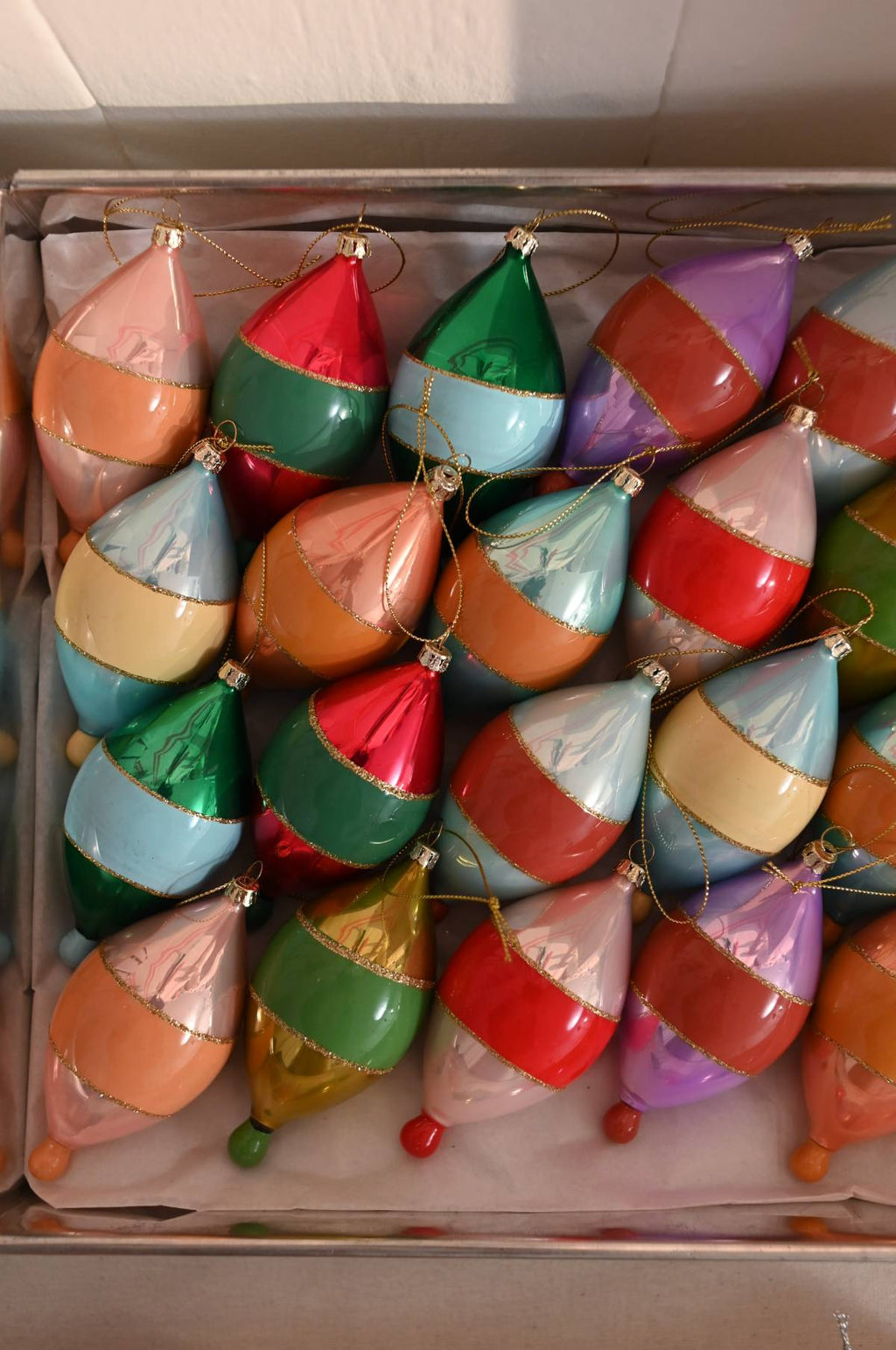 Mod Droplet Large Ornament Blue with Yellow Band