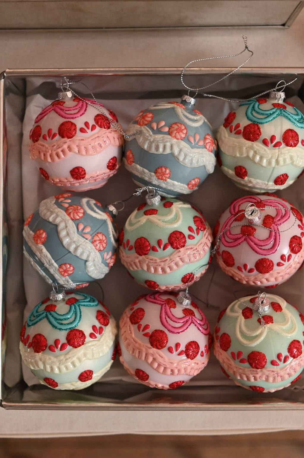 Cake Bauble Ornament Mint & White