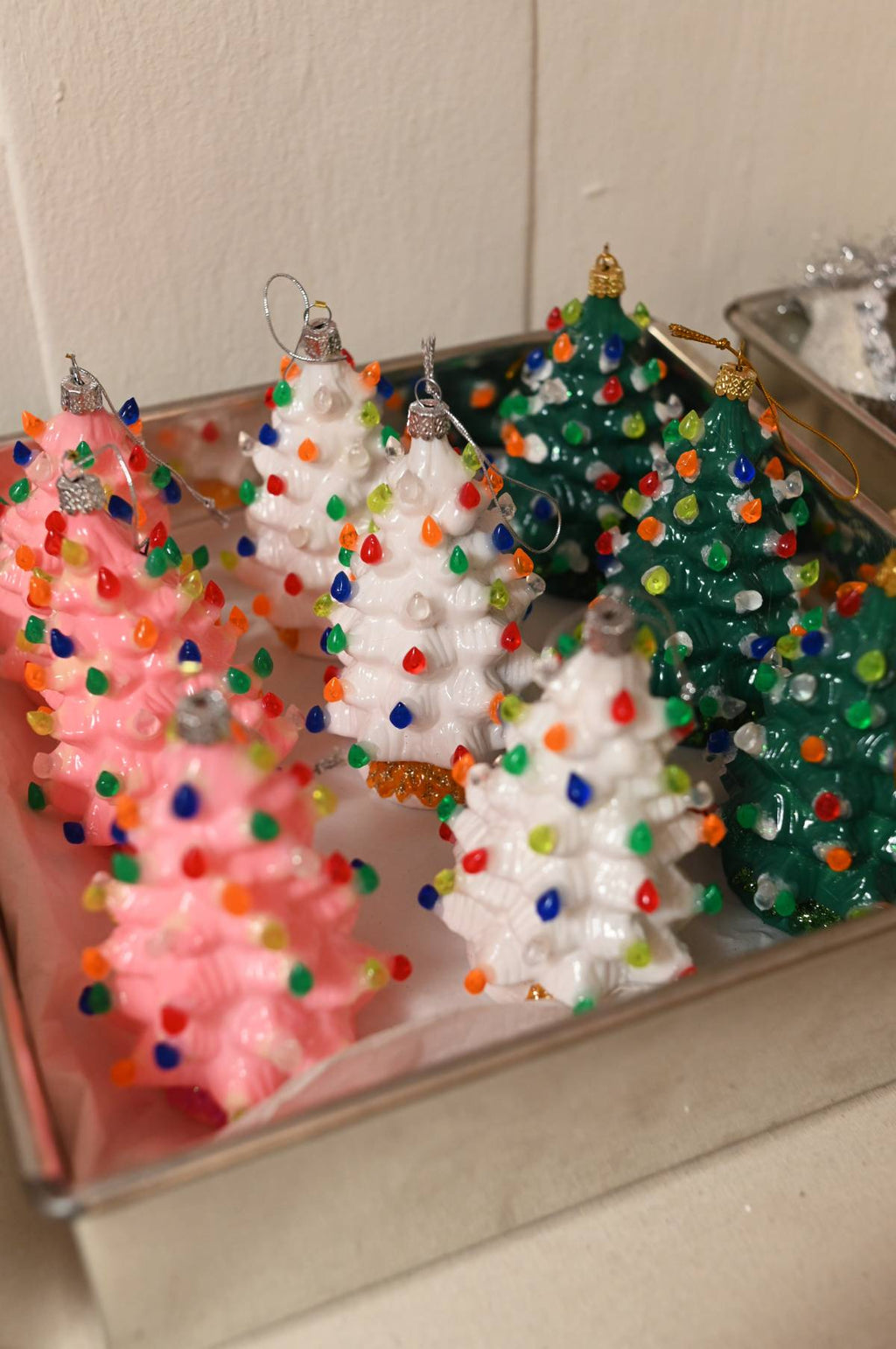 Vintage Christmas Tree Ornament White