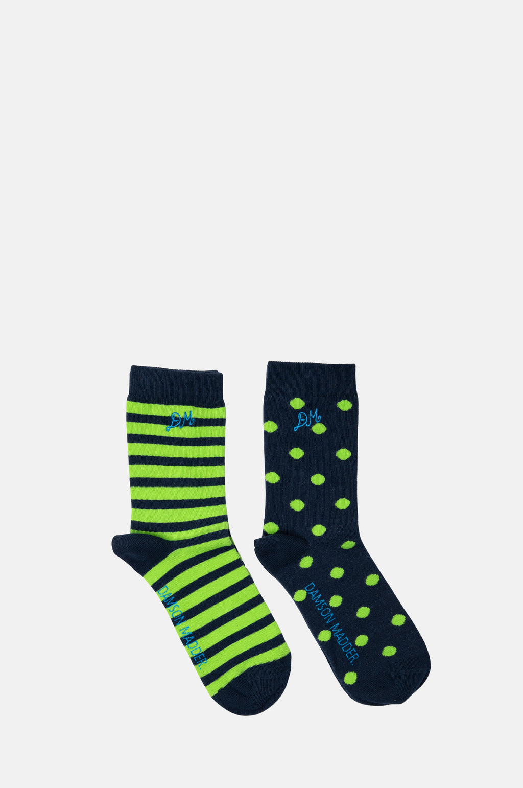 Damson Madder 2 Packs Socks Navy Green Stripe Spot.