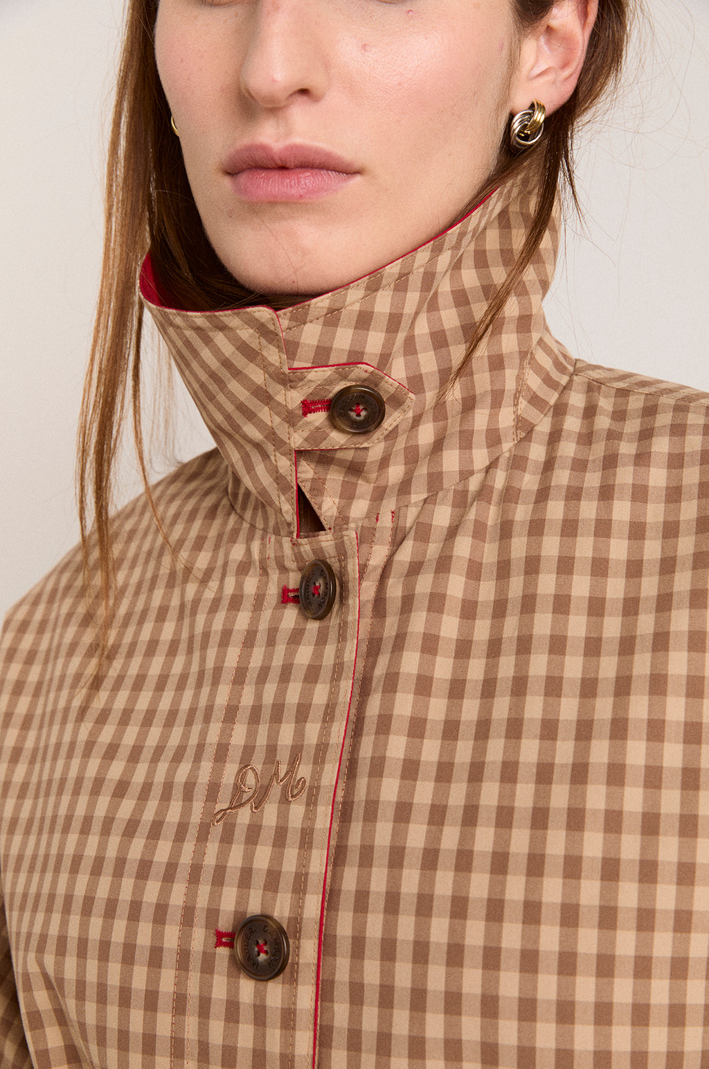 Anja Reversible Honey Trench Tan/Red