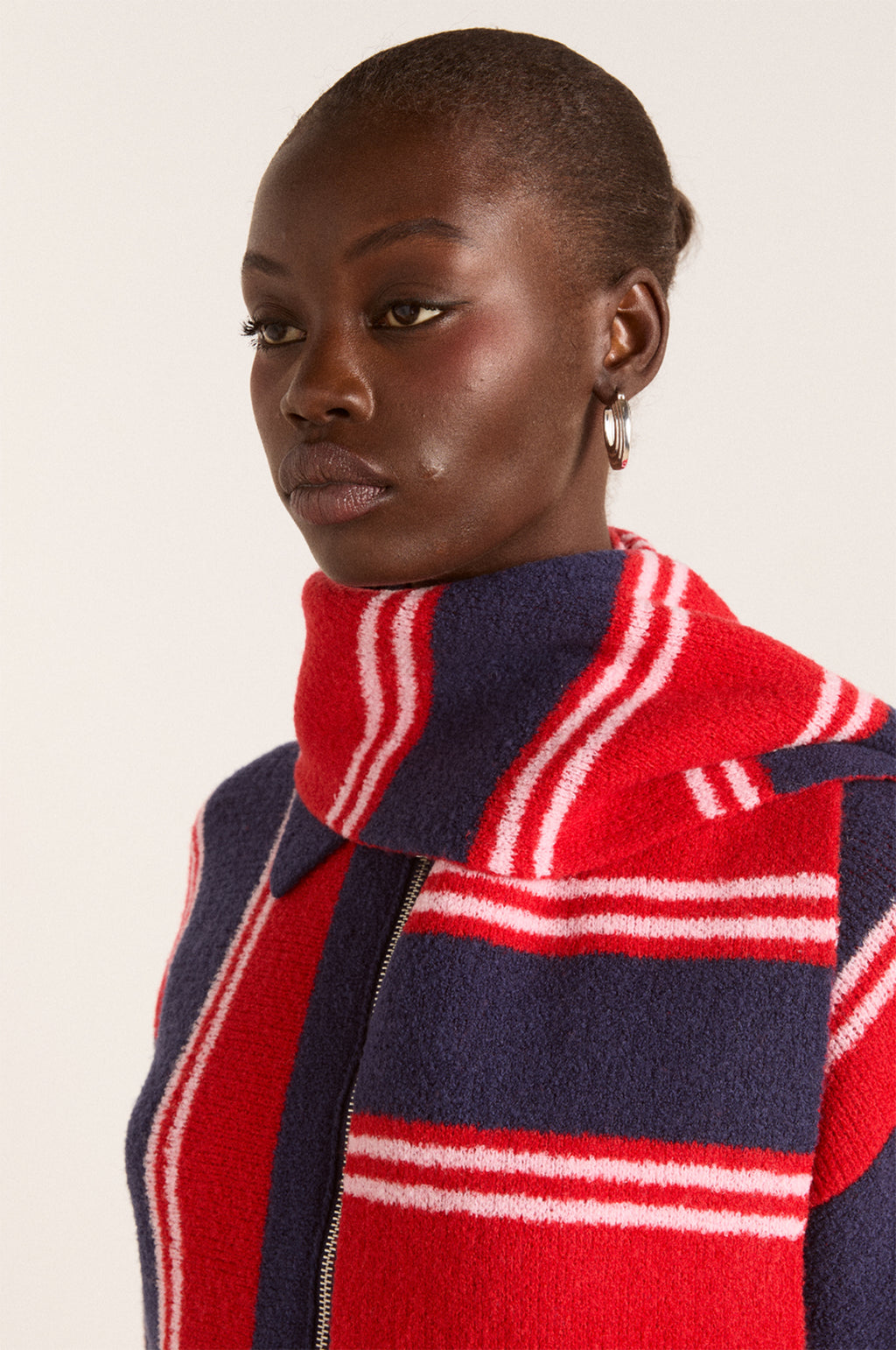 Bibi Skinny Scarf Red/Navy Stripe