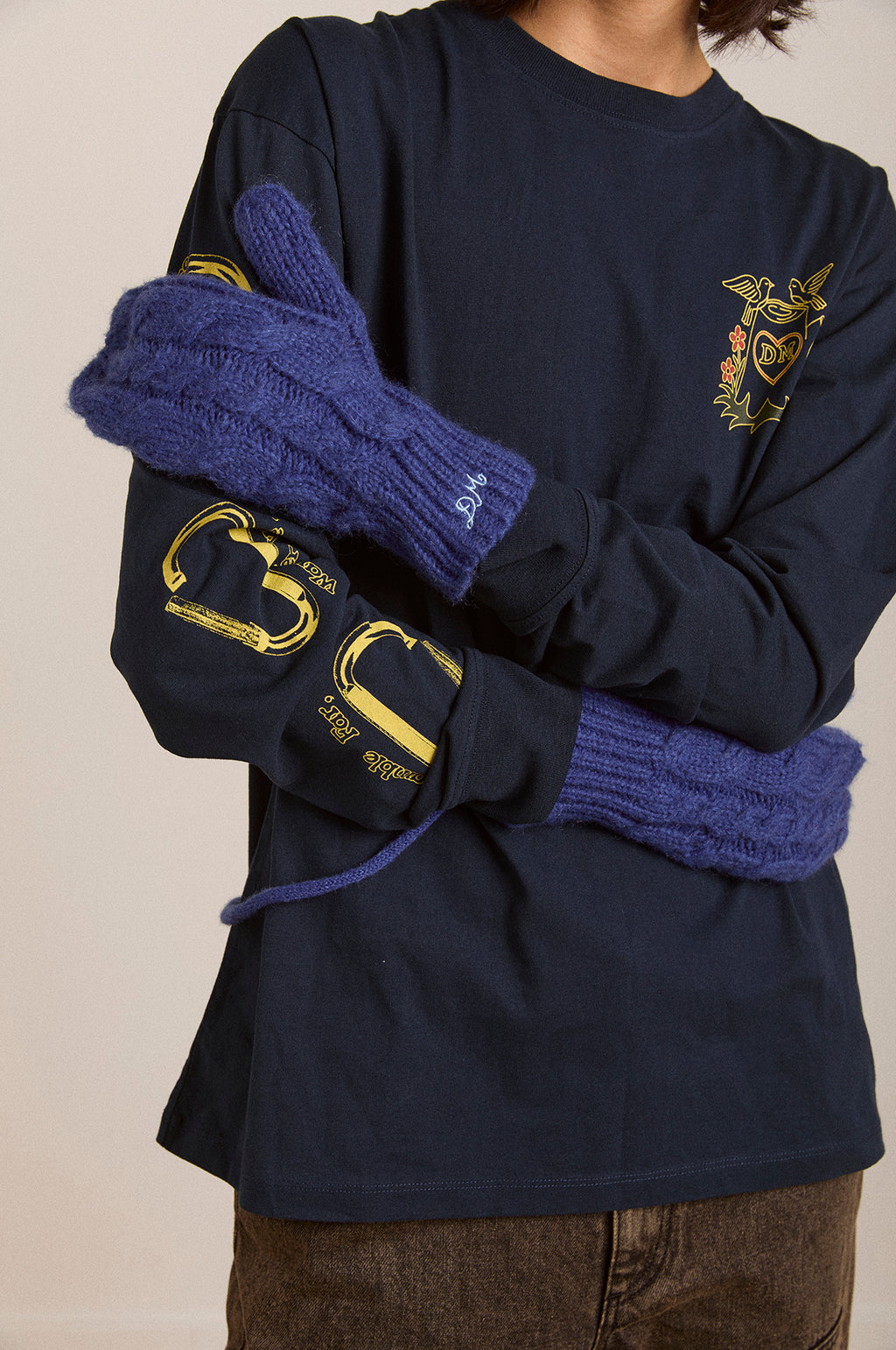 Cable String Mittens Cobalt Blue