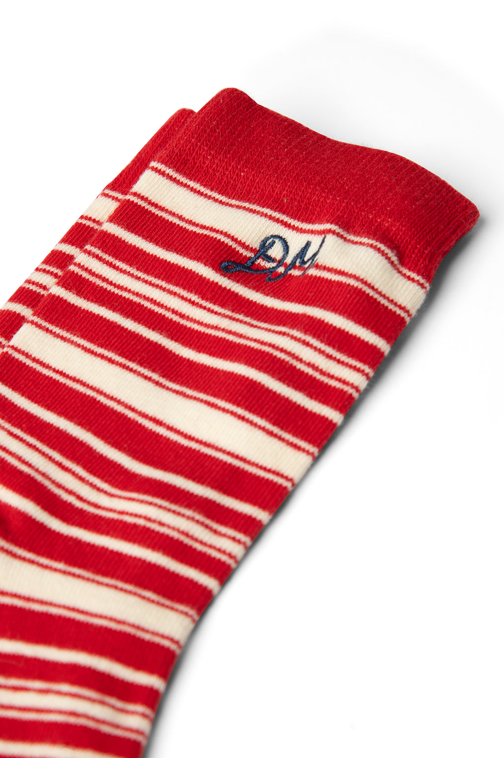 Calf Length Socks Cream & Red Stripe