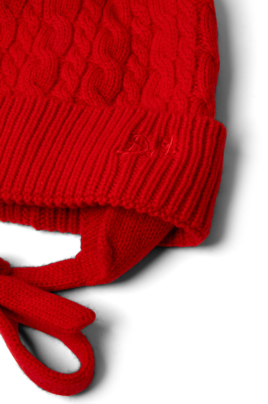Cashmere Mix Turn Up Tie Beanie Red