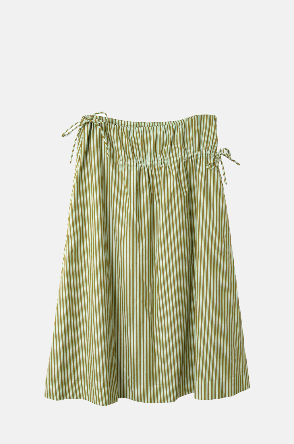 Damson Madder Caspia Volume Midi Skirt Basil Stripe.