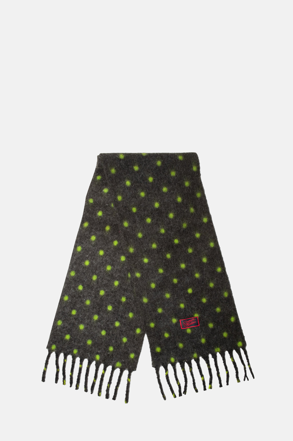 Damson Madder DM Fluffy Scarf Charcoal Lime Spot.