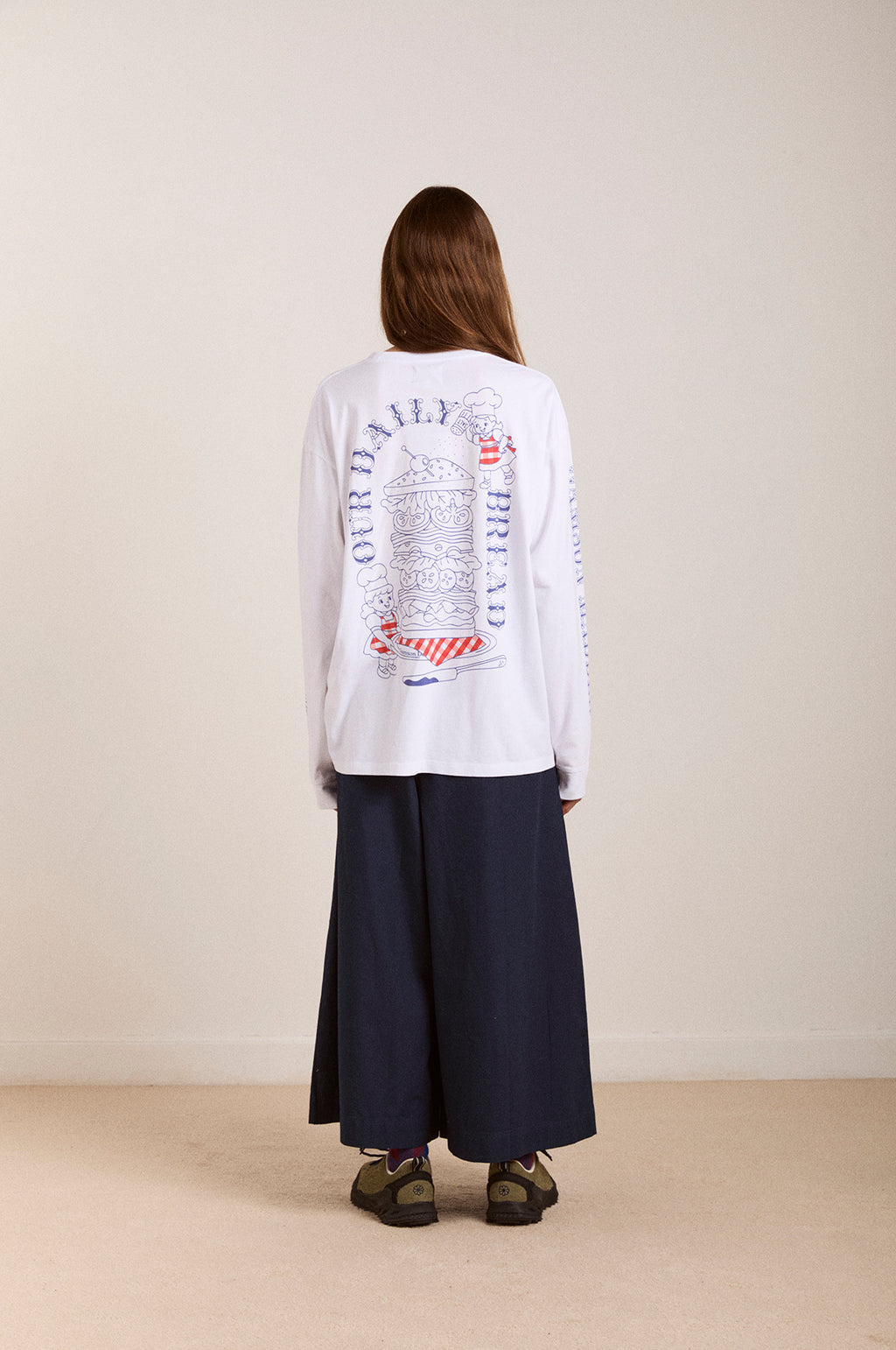 Damson Deli LS Tee White