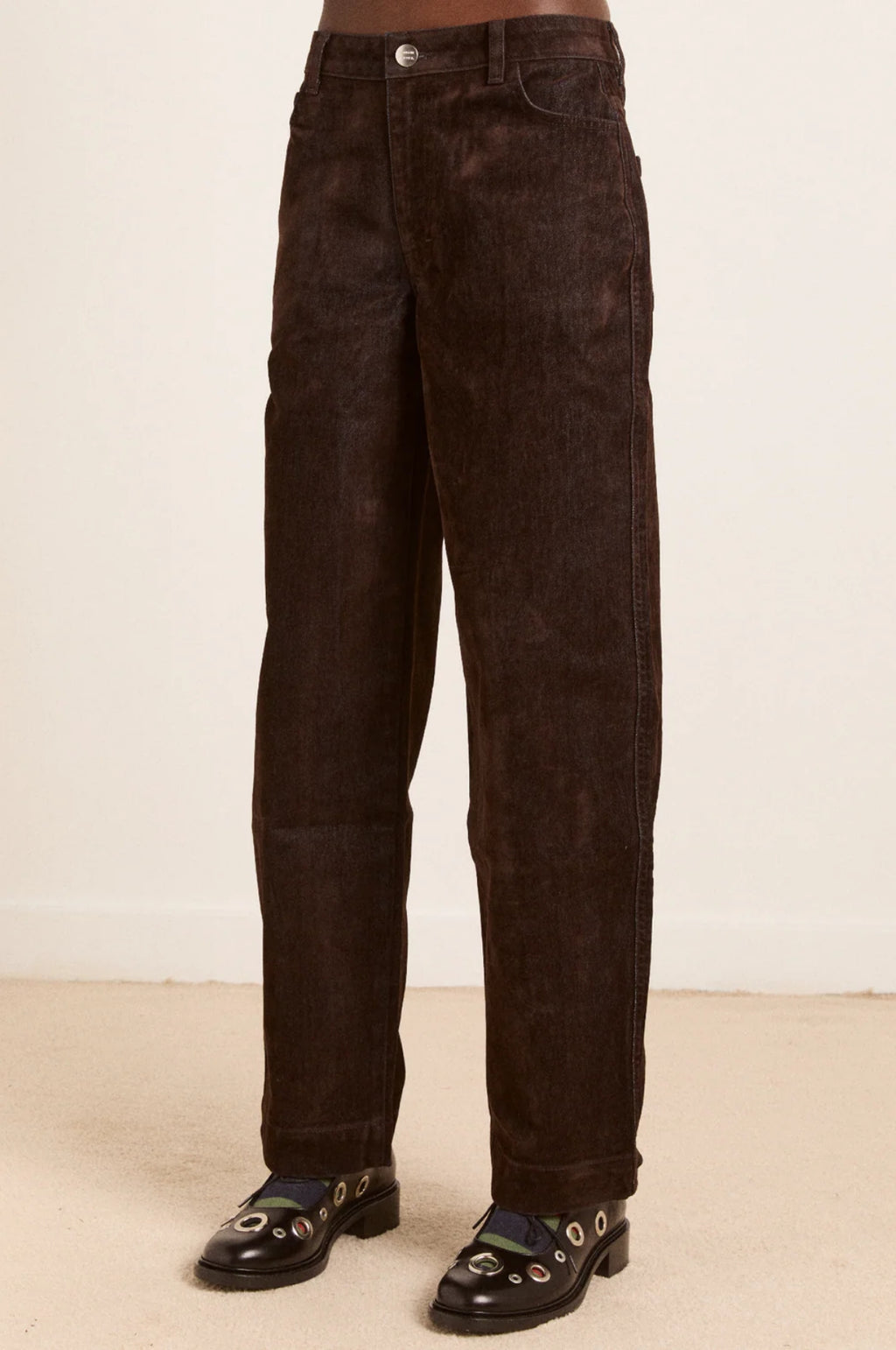 Drew Flocked Denim Jeans Bitter Choc