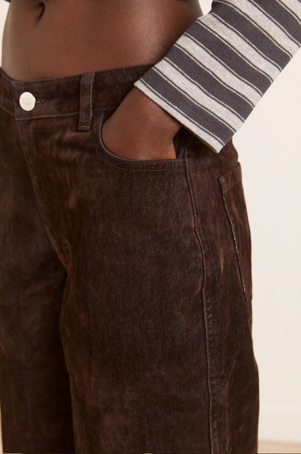 Drew Flocked Denim Jeans Bitter Choc