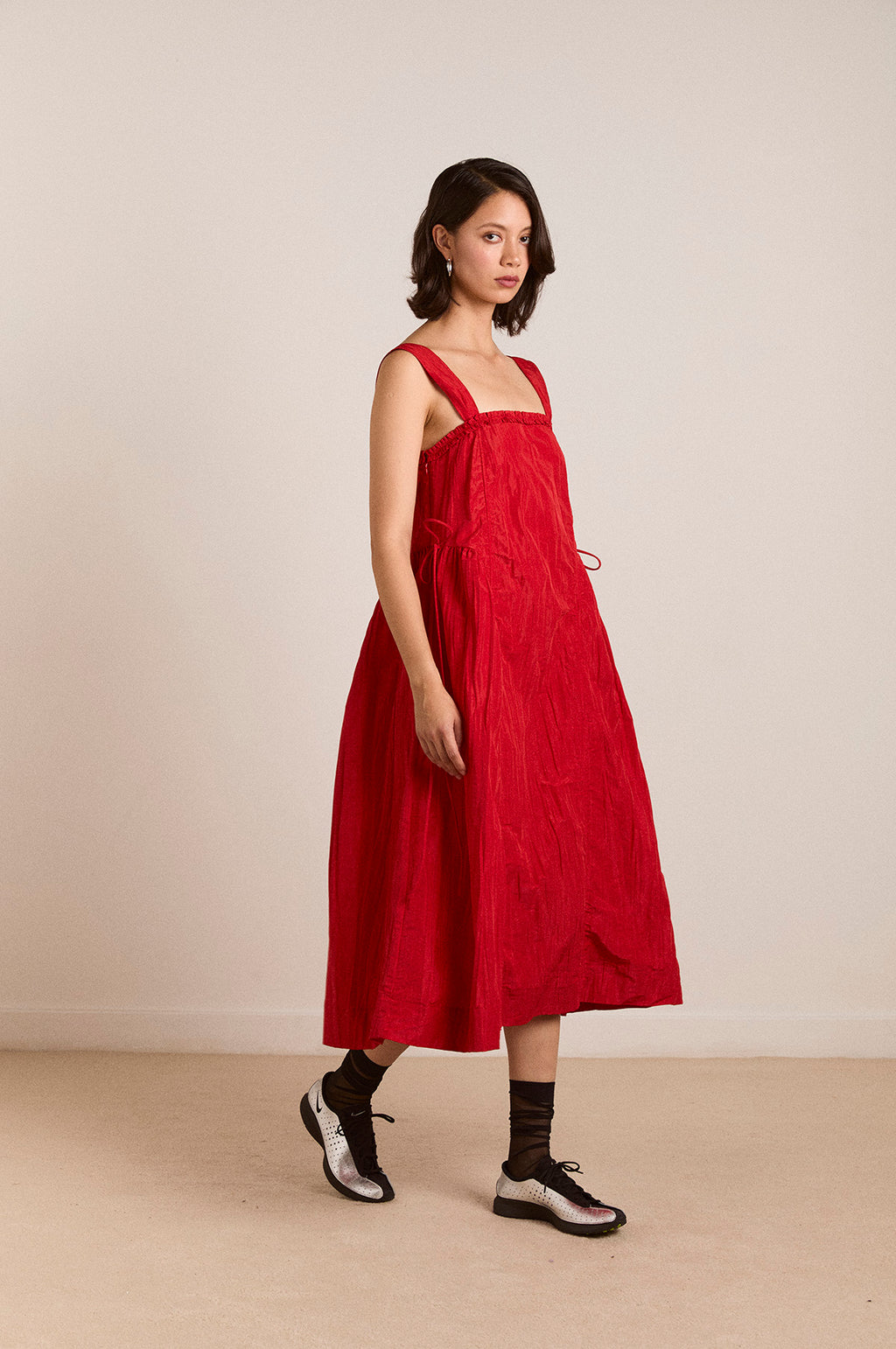Elina Midi Dress Red Tafetta