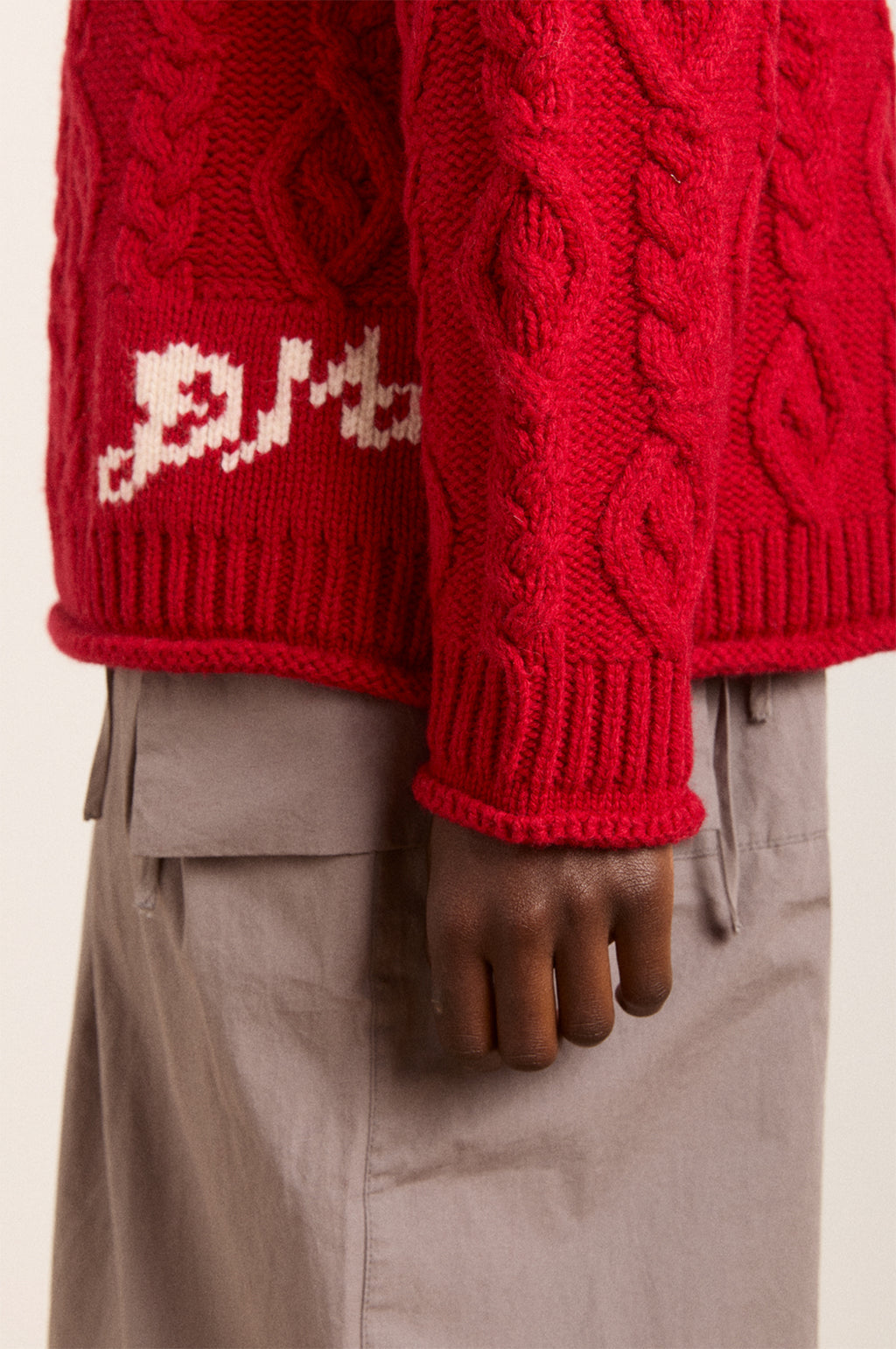 Ffion Stitch Interest Jumper Red